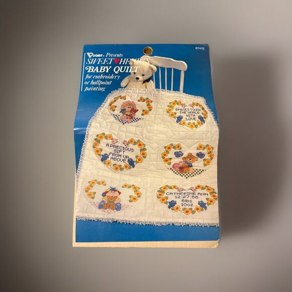 Vogart Sweet Hearts Baby Quilt Top 8743J For Embroidery Personalize It 32"X34" - Picture 1 of 6